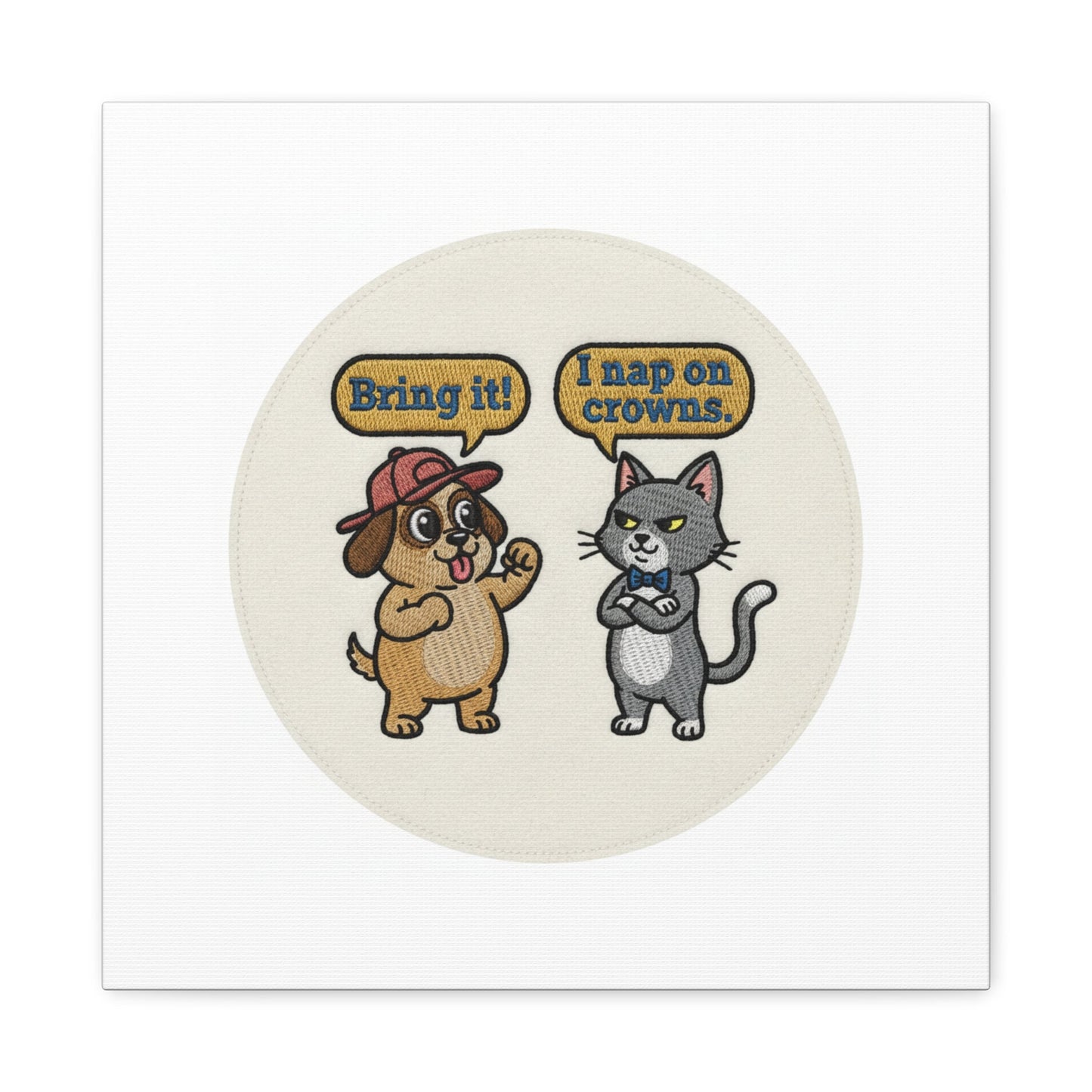Funny Cat vs Dog Canvas | Pet Rivalry Wall Art