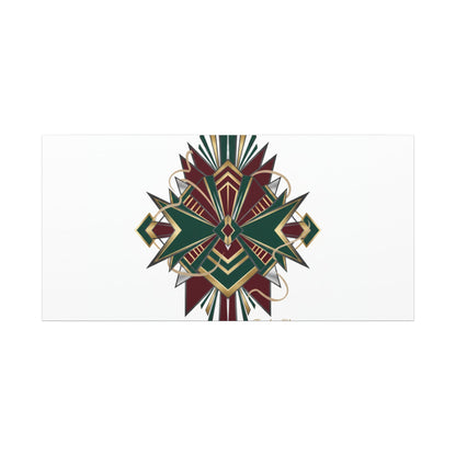 Art Deco geometric brass print Canvas | Neo-Deco chrome & gold fan motif