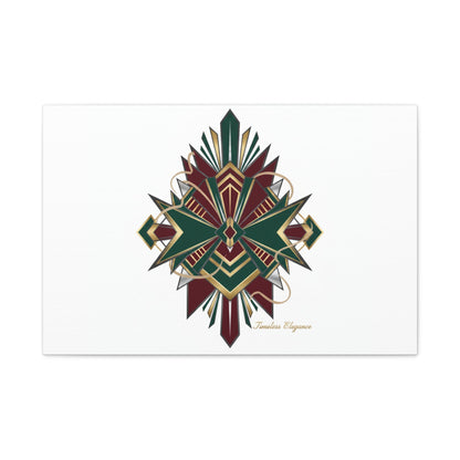 Art Deco geometric brass print Canvas | Neo-Deco chrome & gold fan motif