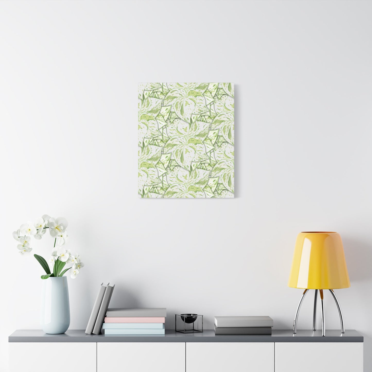 Snow Queen Pothos Pattern Canvas Print – Botanical Wall Art