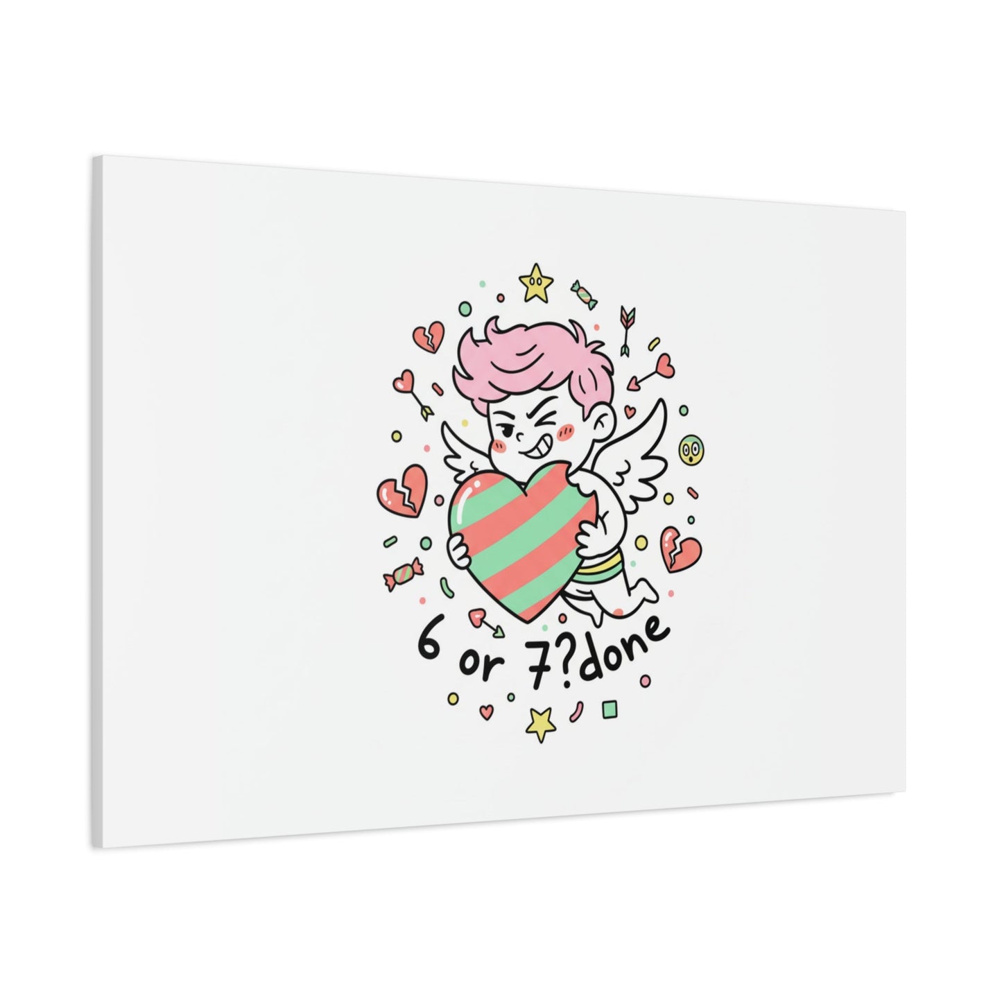 Weird Cupid heart illustration Canvas | Weird Valentine, quirky chaotic love