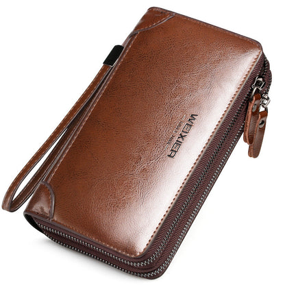Weixer Men's Premium Leather Clutch - Waterproof Business Wristlet & Organizer