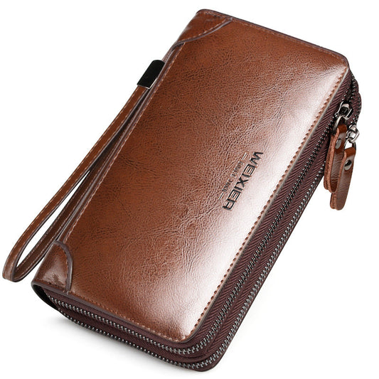 Weixer Men's Premium Leather Clutch - Waterproof Business Wristlet & Organizer