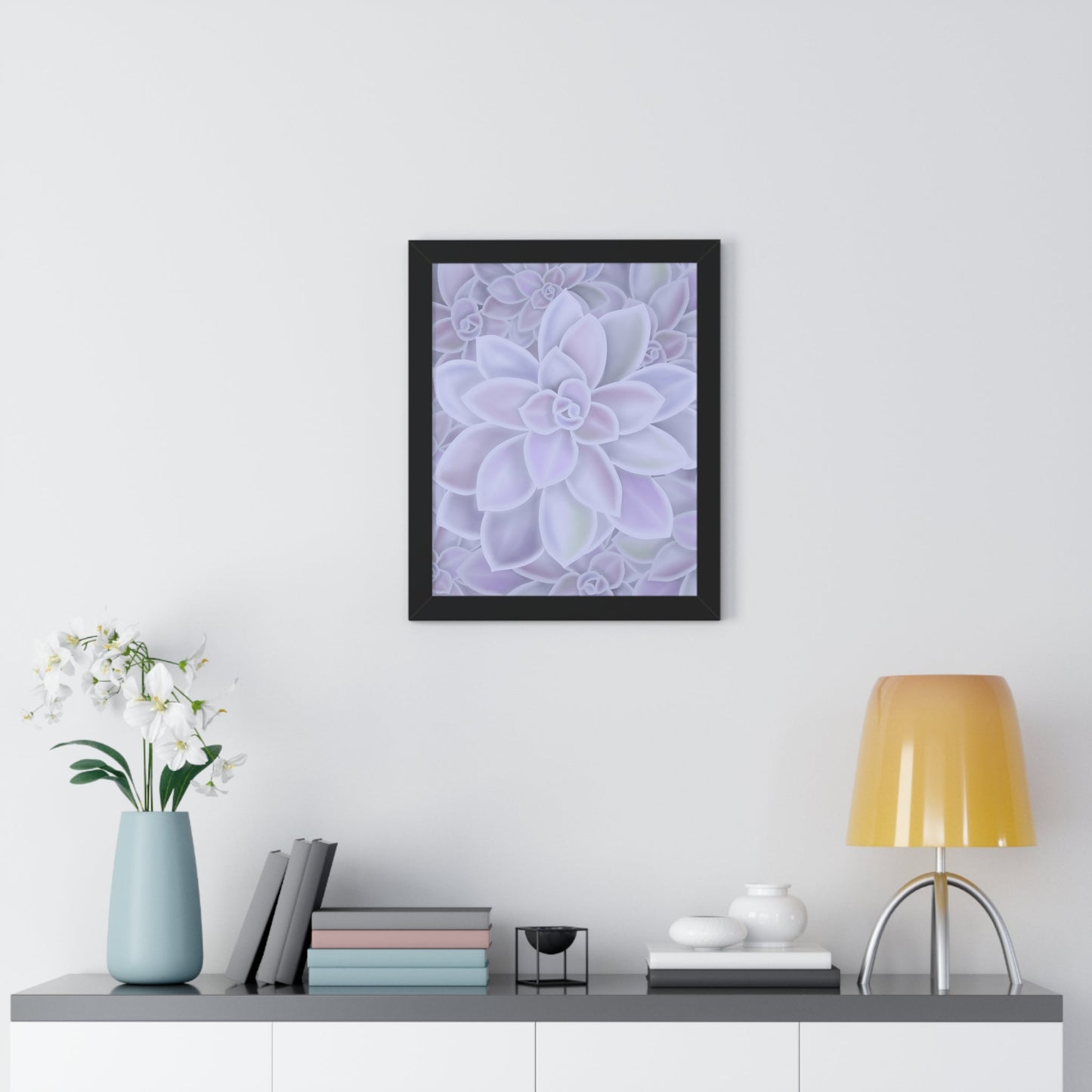 Graptopetalum Murasaki Succulent Pattern Framed Print – Botanical Wall Art