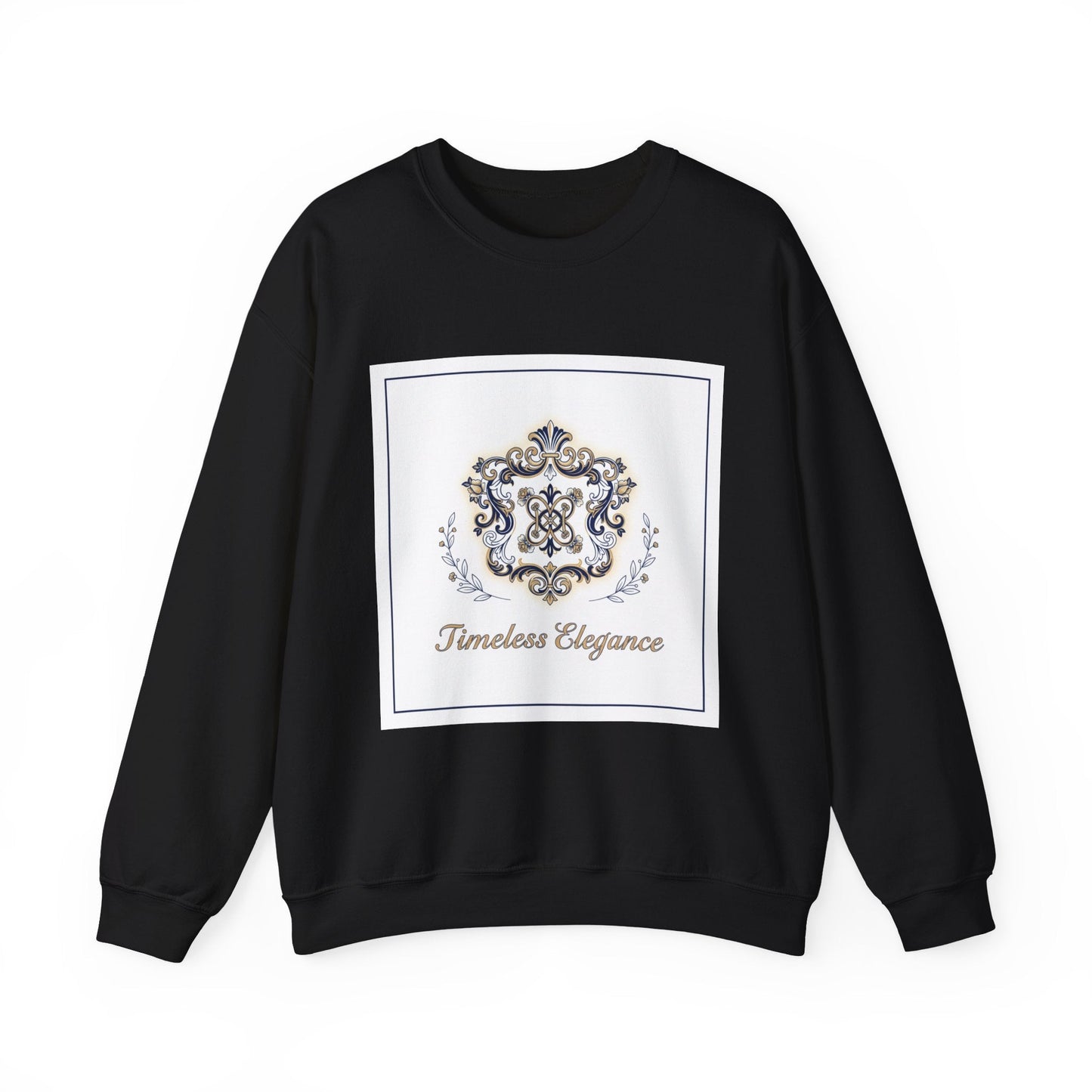Ornate Pin Emblem Crewneck Sweatshirt | brooch graphic, baroque print