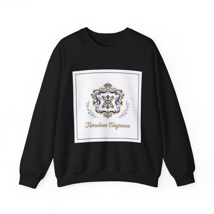 Ornate Pin Emblem Crewneck Sweatshirt | brooch graphic, baroque print
