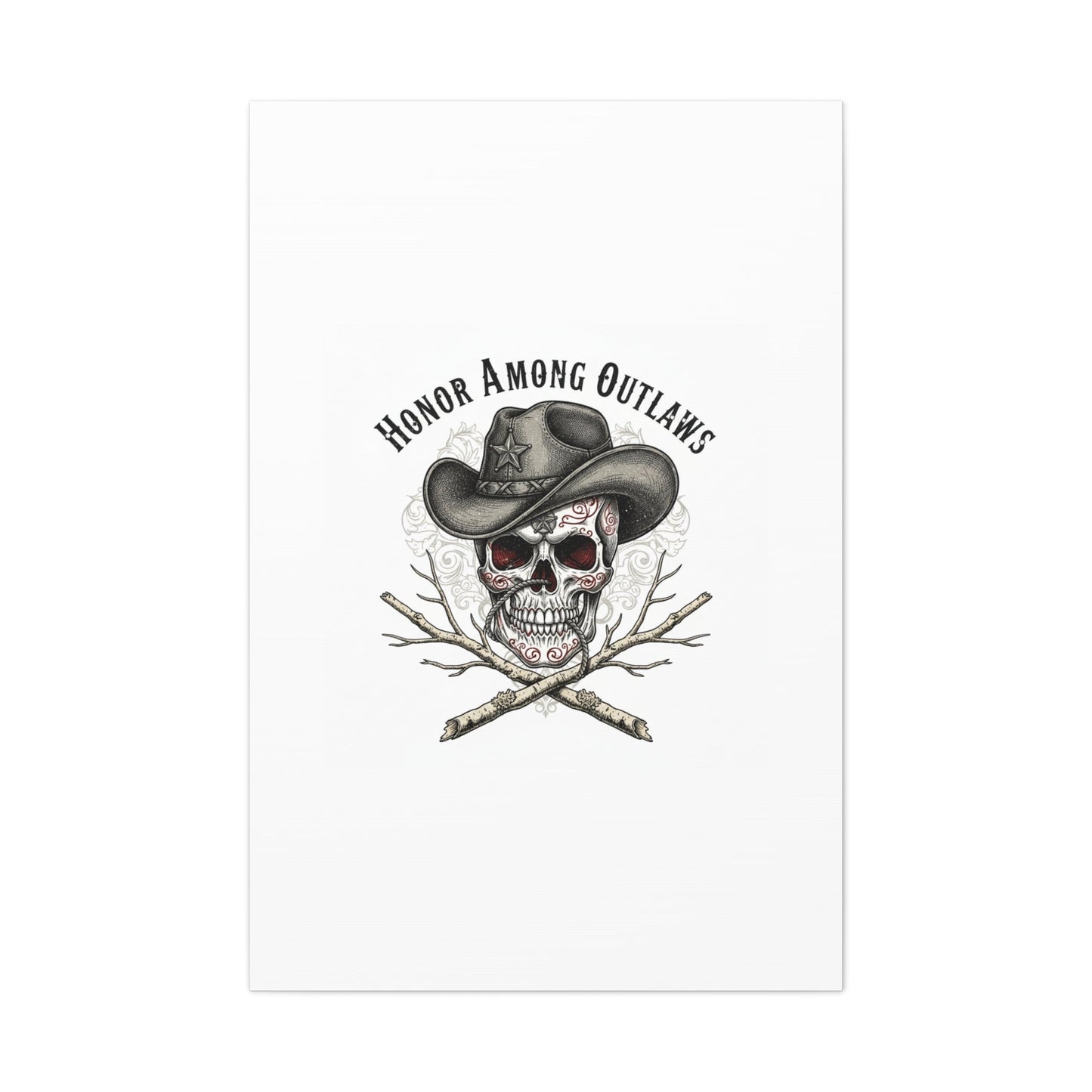 Honor Among Outlaws Canvas | Western Skull Art, Gothic Americana Desert Noir