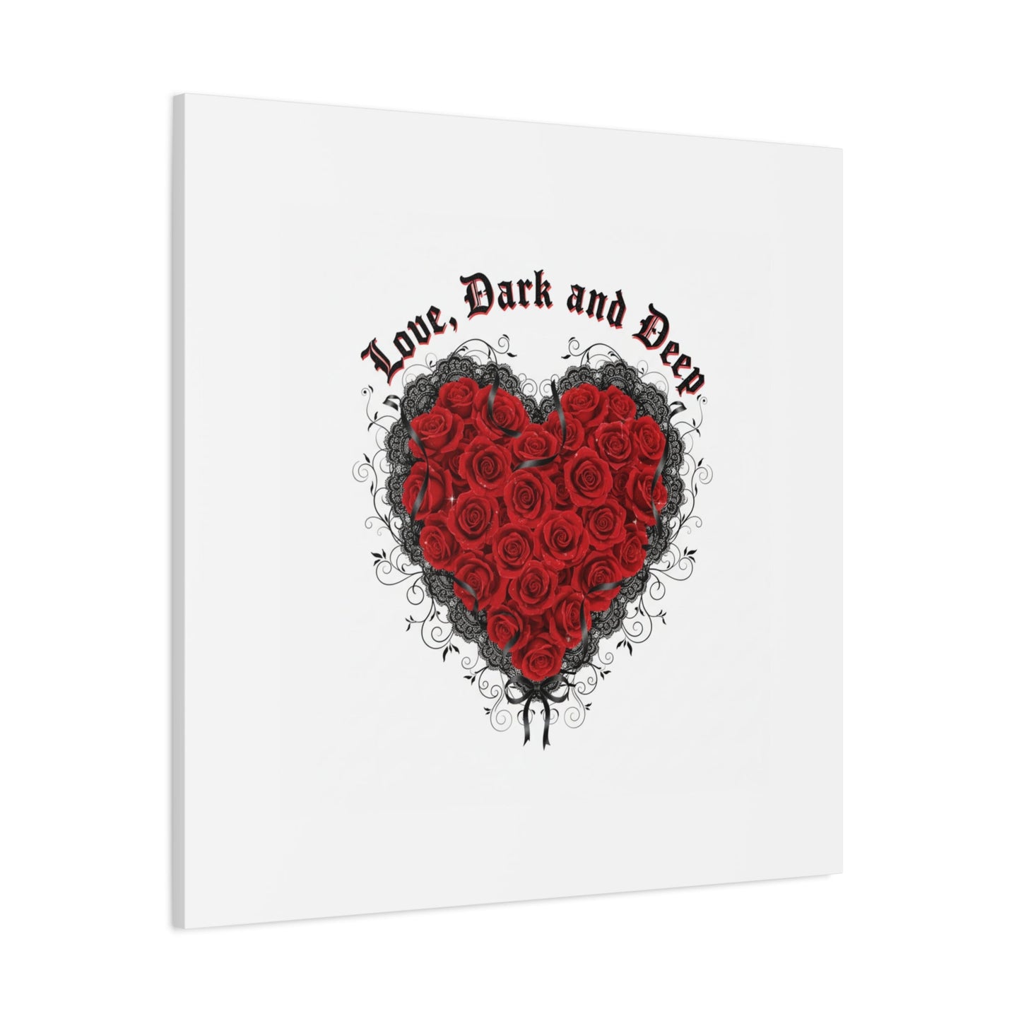 Love Dark and Deep Heart Canvas, Nu Romantic Gothic Romance, 80s Nostalgia