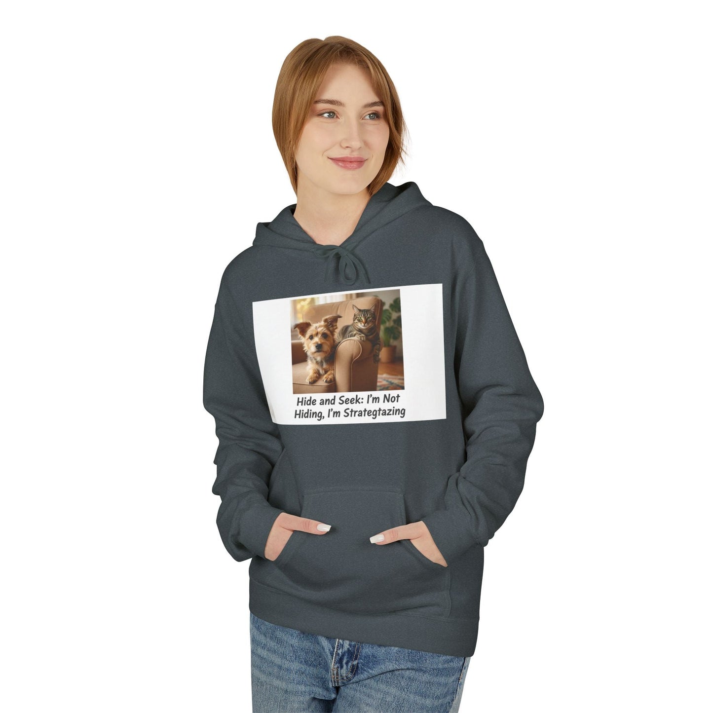 Cute Dog Meme Hoodie — "Hide and Seek; I’m Not Hiding, I’m Strategizing"