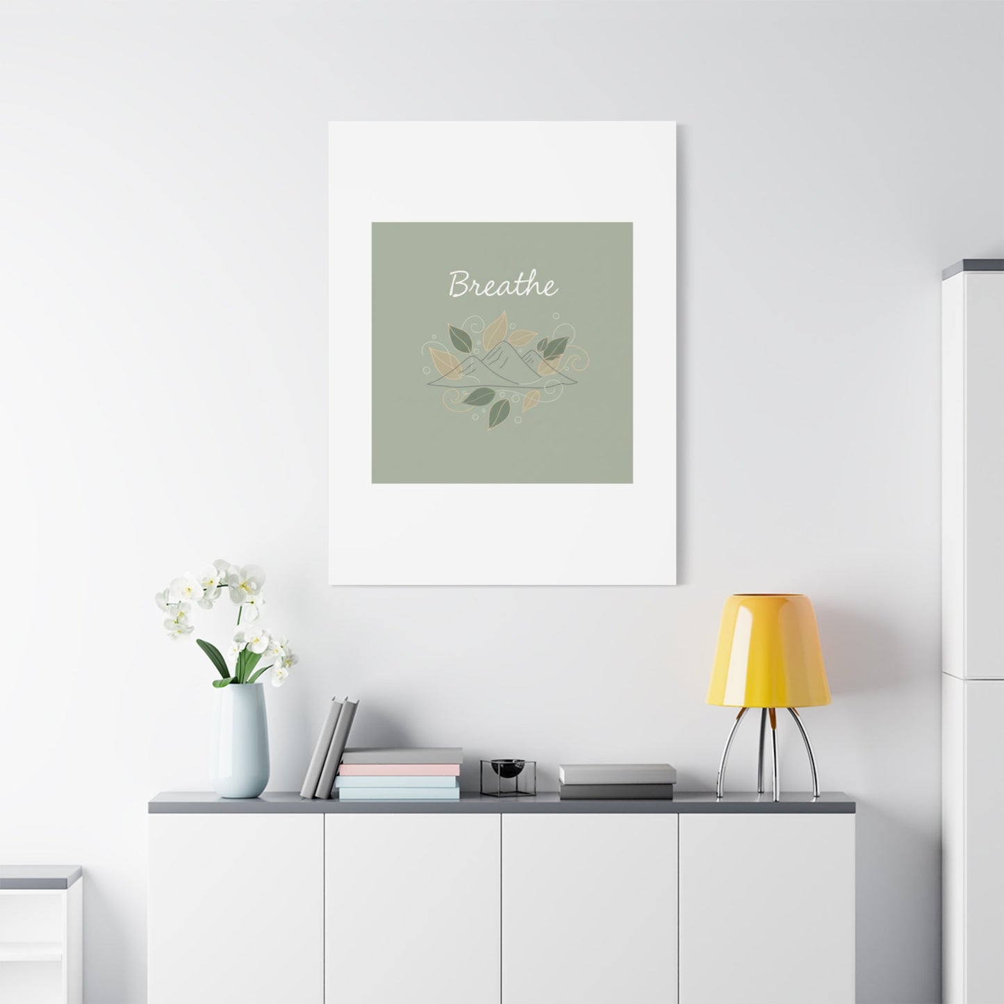 Breathe Mountain Line Canvas | Nature Symbols, Minimal Forest Wall Art