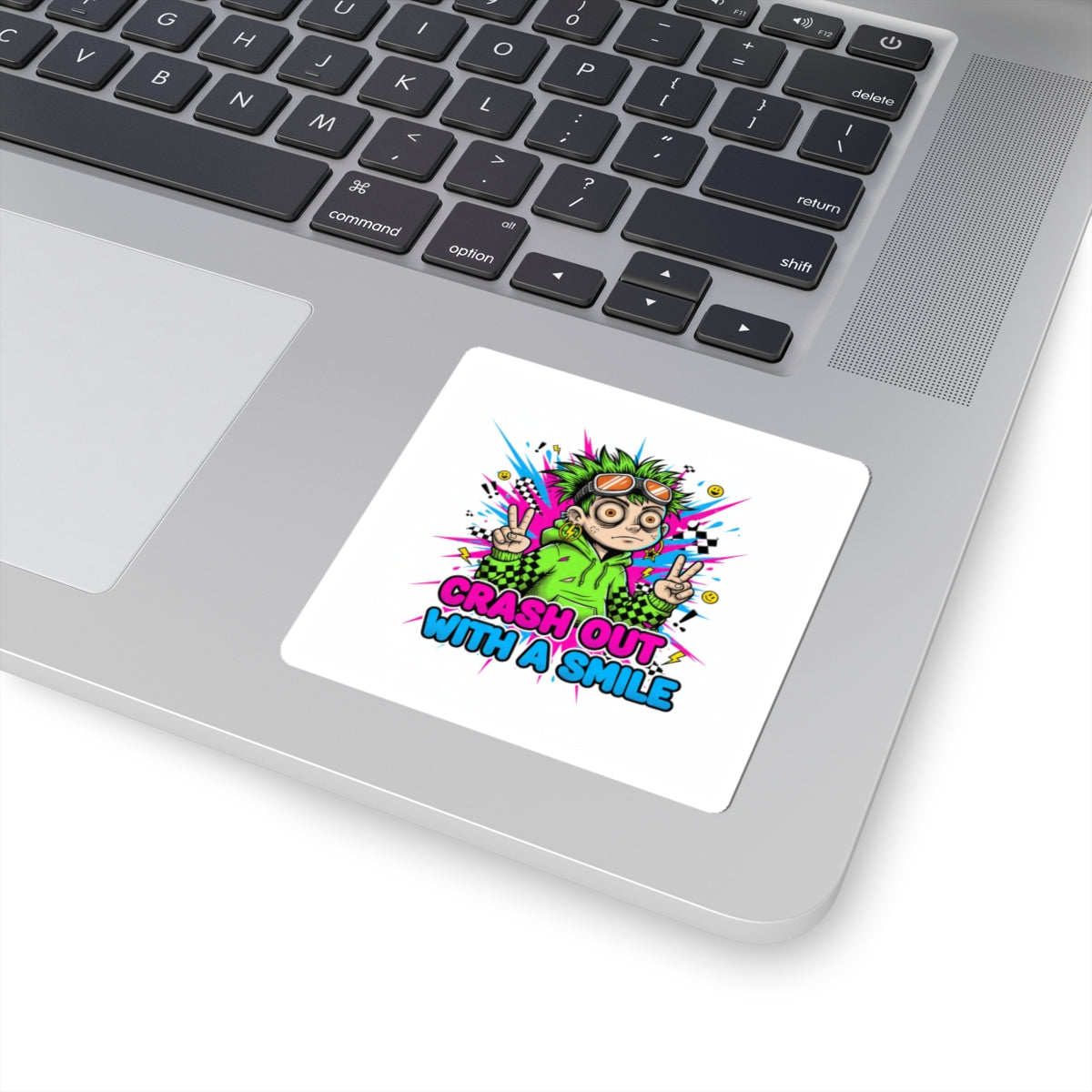 Crash Out With A Smile Sticker | neon meltdown, crash out sticker