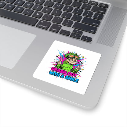 Crash Out With A Smile Sticker | neon meltdown, crash out sticker