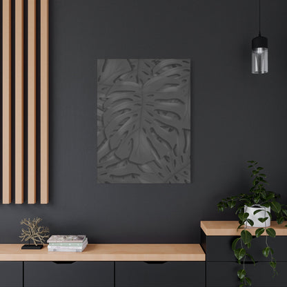Charcoal Monstera Canvas Print – Botanical Wall Art