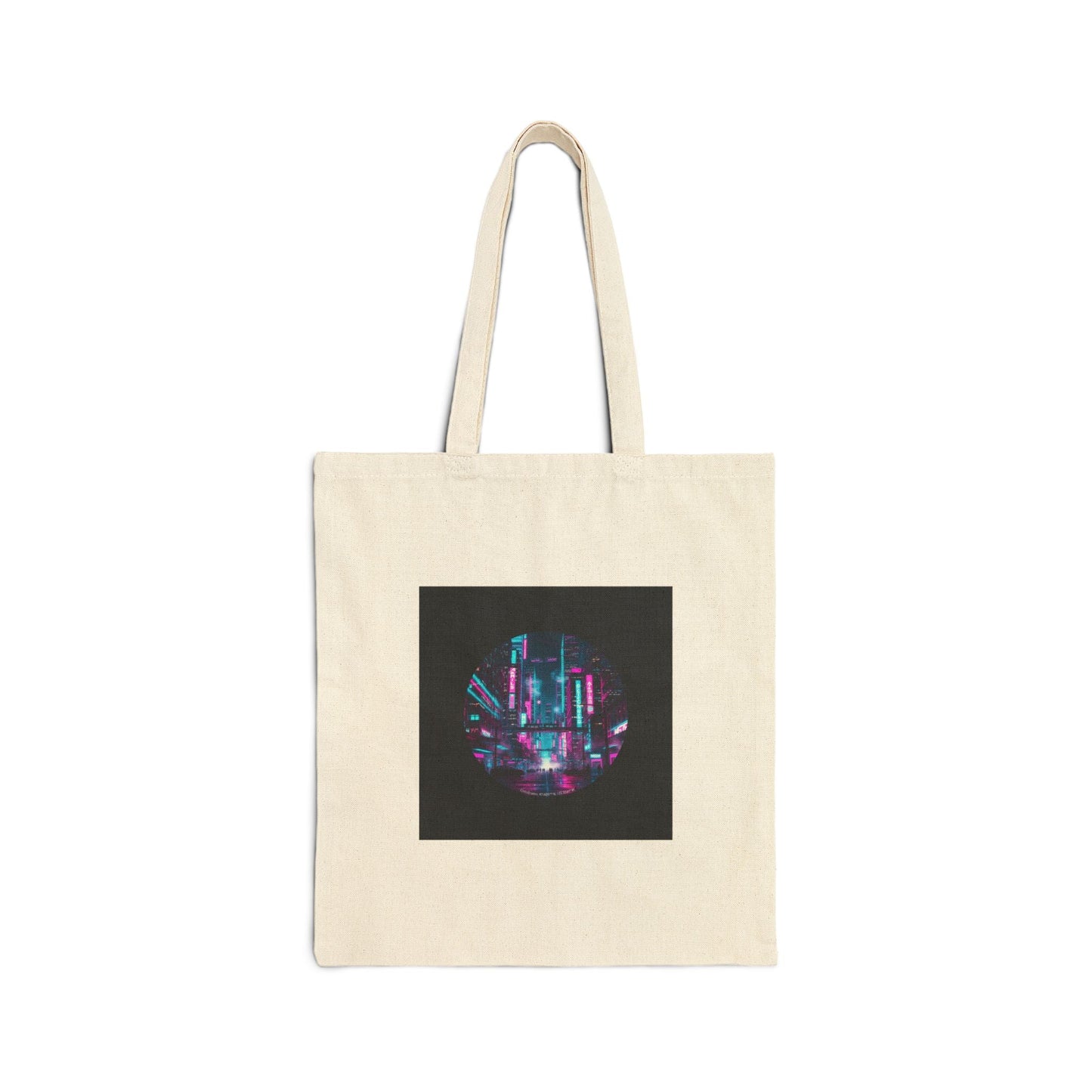 Neon Cyberpunk Skyline Tote | synthwave cityscape, futuristic neon aesthetic