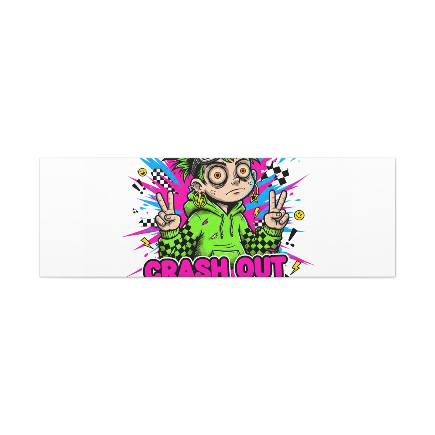 Crash Out With a Smile Canvas Print | Neon Skate Graffiti, Meme Meltdown Art