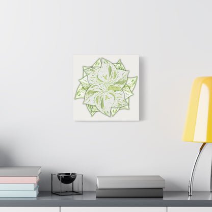 Snow Queen Pothos Canvas Print – Botanical Wall Art
