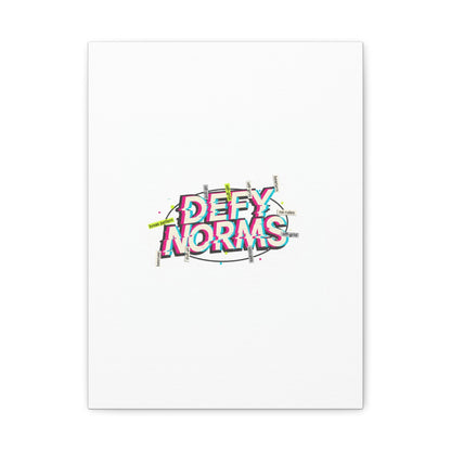 Defy Norms Canvas, Anti-Aesthetic Glitch Typography, Brutalist Poster Style