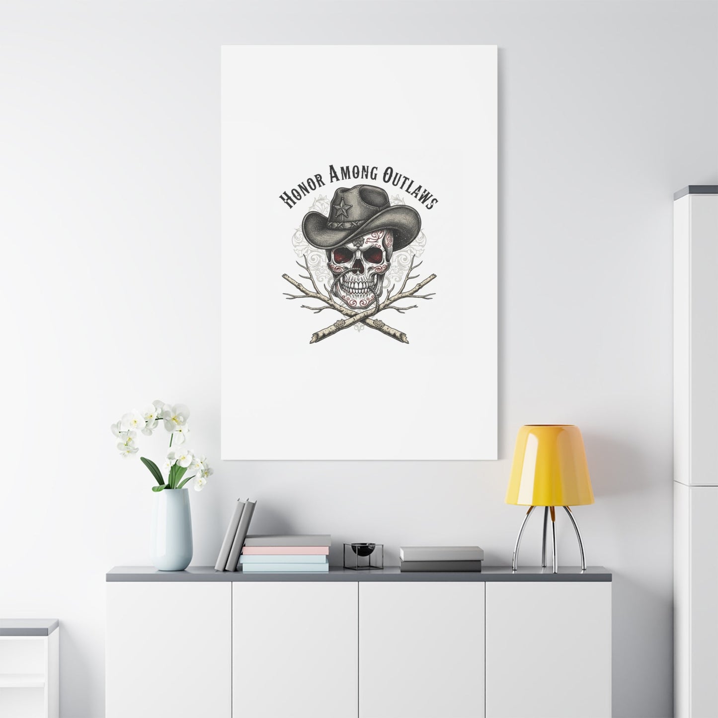 Honor Among Outlaws Canvas | Western Skull Art, Gothic Americana Desert Noir