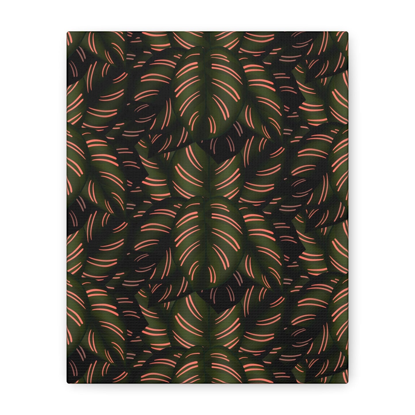 Calathea Pinstripe Pattern Canvas Print – Botanical Wall Art