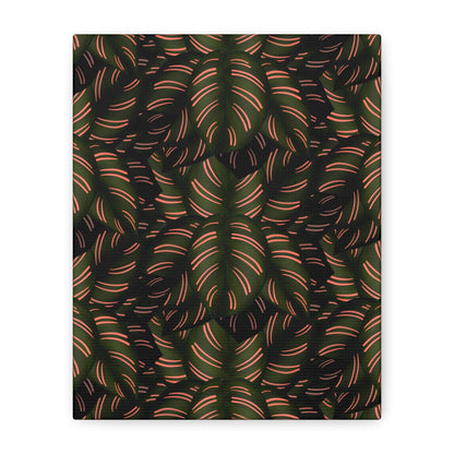 Calathea Pinstripe Pattern Canvas Print – Botanical Wall Art