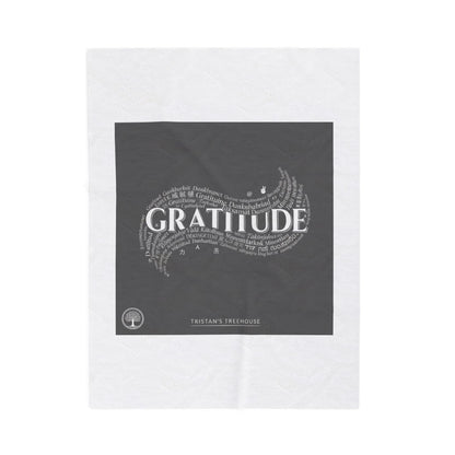 Gratitude Typography Velveteen Plush Blanket | pastel tiny treats, cozy micro-indulgence