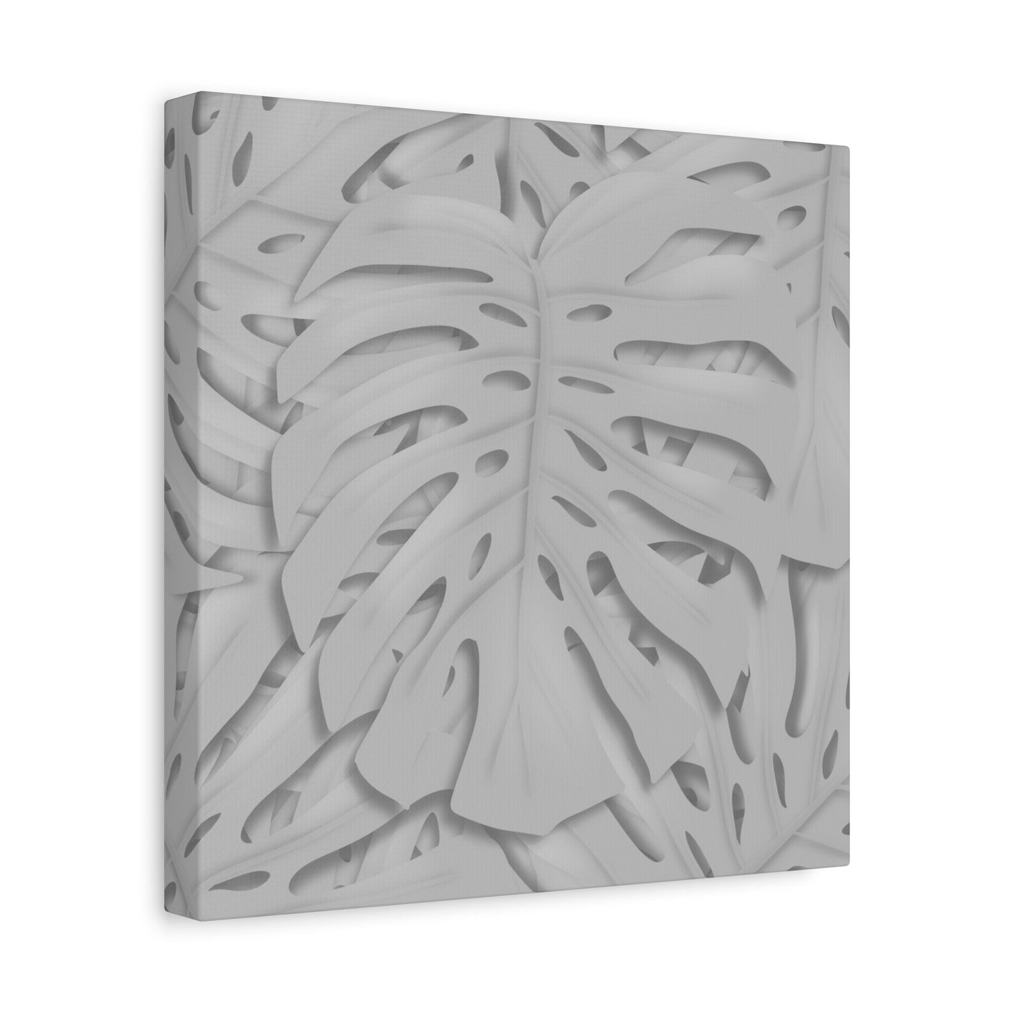Soft Grey Monstera Canvas Print – Botanical Wall Art
