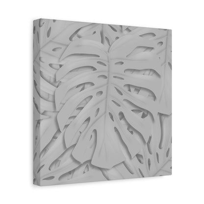 Soft Grey Monstera Canvas Print – Botanical Wall Art
