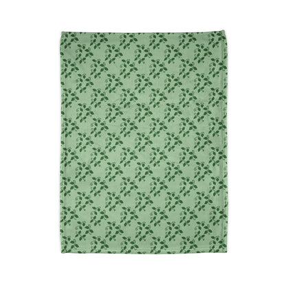 Pothos Pattern Cozy Fleece Throw Blanket