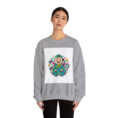 Retro Gamer Baby Crewneck Sweatshirt — Cute Arcade Controller Design