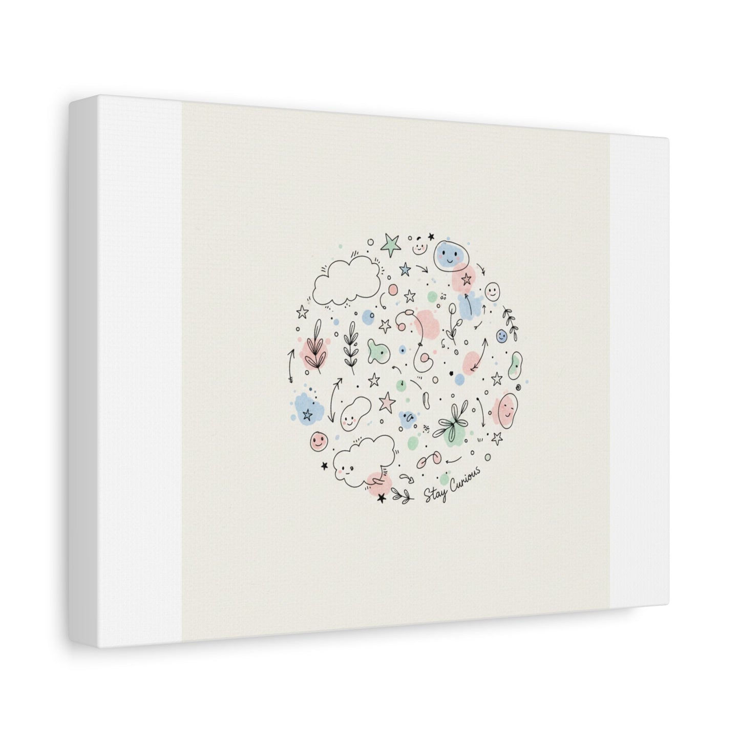 Doodle Circle Line Drawing Matte Canvas, Hand-Drawn Sketch Art
