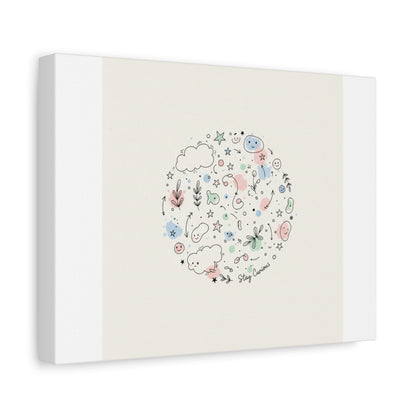 Doodle Circle Line Drawing Matte Canvas, Hand-Drawn Sketch Art