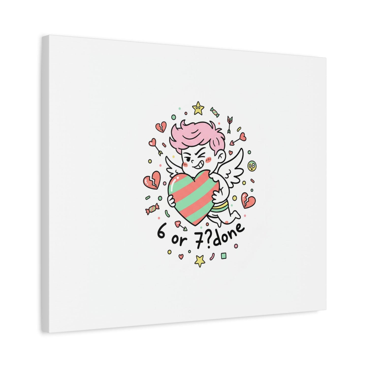 Weird Cupid heart illustration Canvas | Weird Valentine, quirky chaotic love