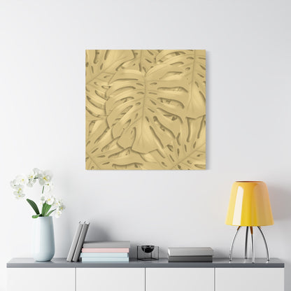Golden Monstera Canvas Print – Botanical Wall Art