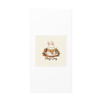 Cozy Bunny Illustration Canvas | Cute Critter Winter Forest Art