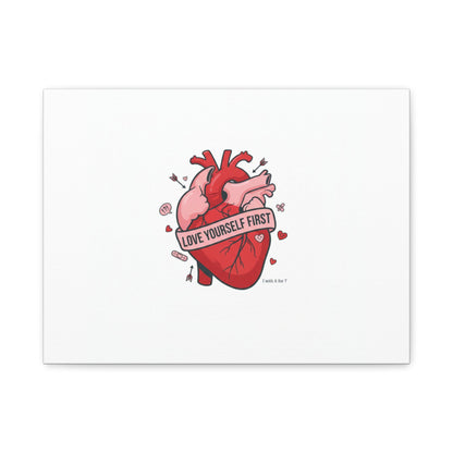 Love Yourself First Canvas, Hearts-with-a-Twist, Anti-Valentine Art