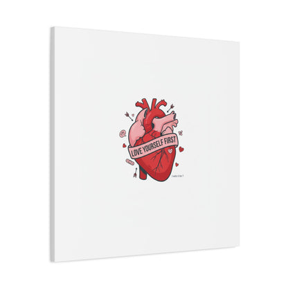 Love Yourself First Canvas, Hearts-with-a-Twist, Anti-Valentine Art