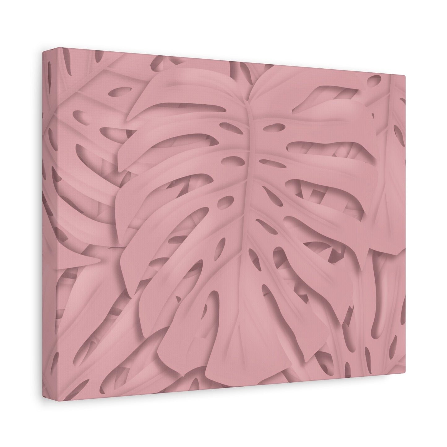 Soft Pink Monstera Canvas Print – Botanical Wall Art