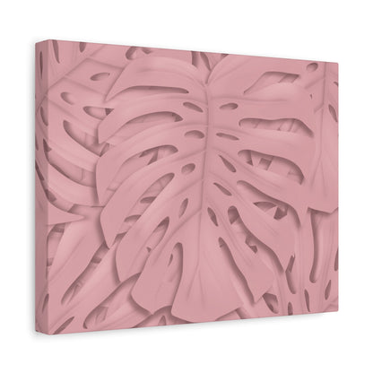Soft Pink Monstera Canvas Print – Botanical Wall Art