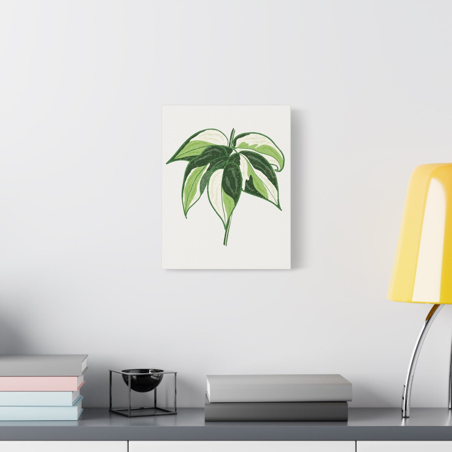 Philodendron Cream Splash Canvas Print – Botanical Wall Art