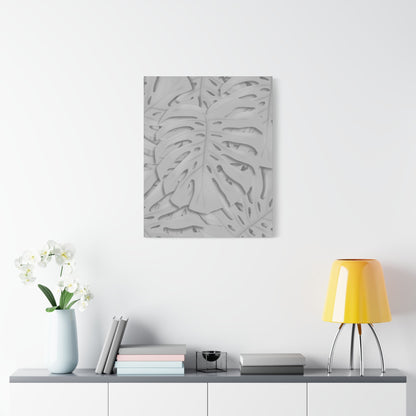 Soft Grey Monstera Canvas Print – Botanical Wall Art