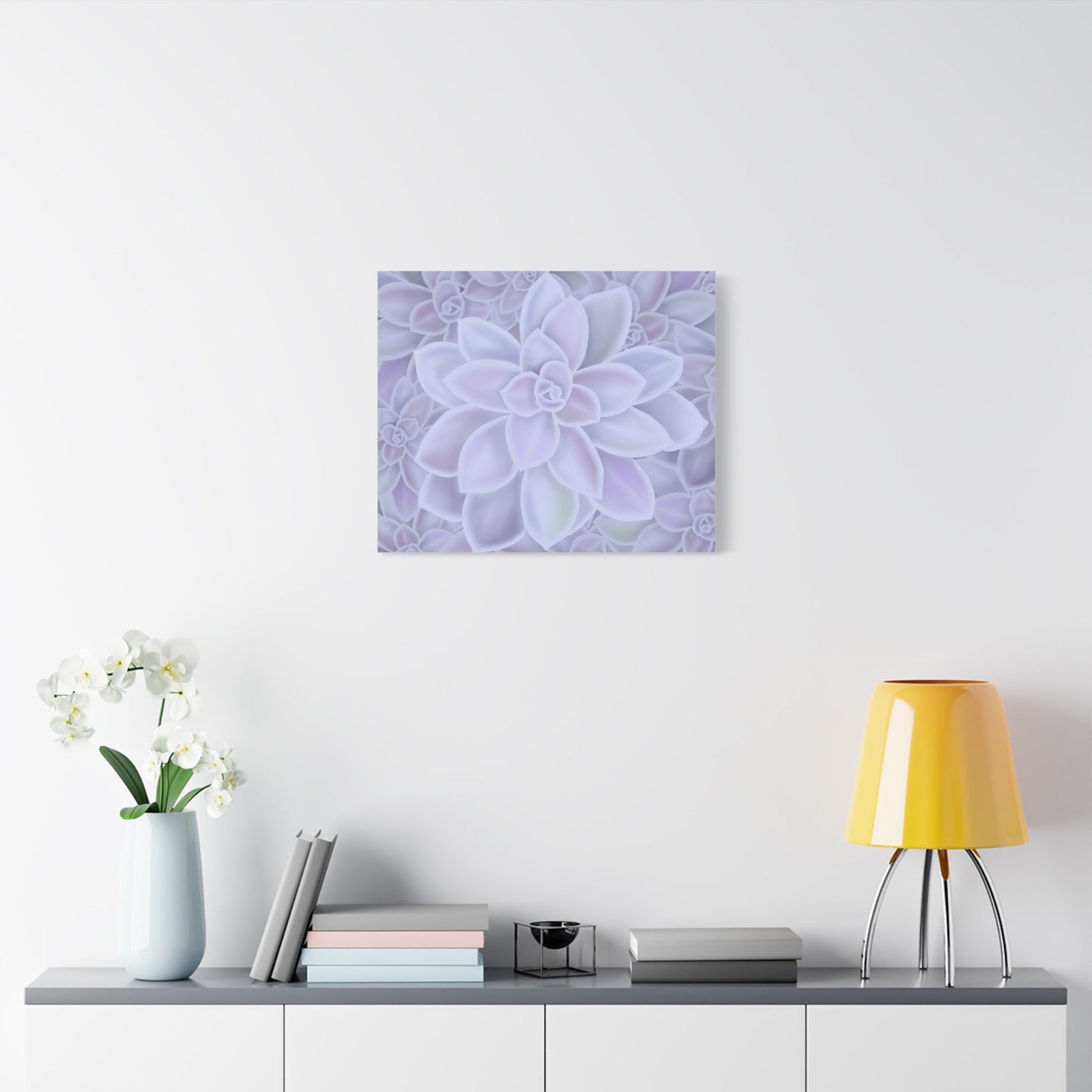 Graptopetalum Murasaki Succulent Pattern Canvas Print – Botanical Wall Art