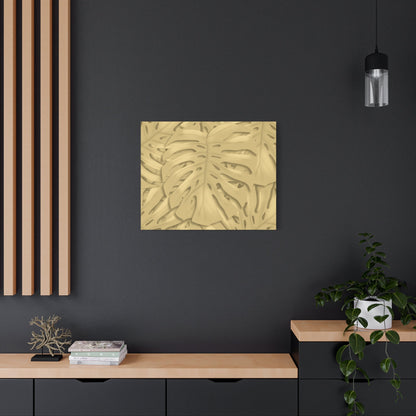 Golden Monstera Canvas Print – Botanical Wall Art