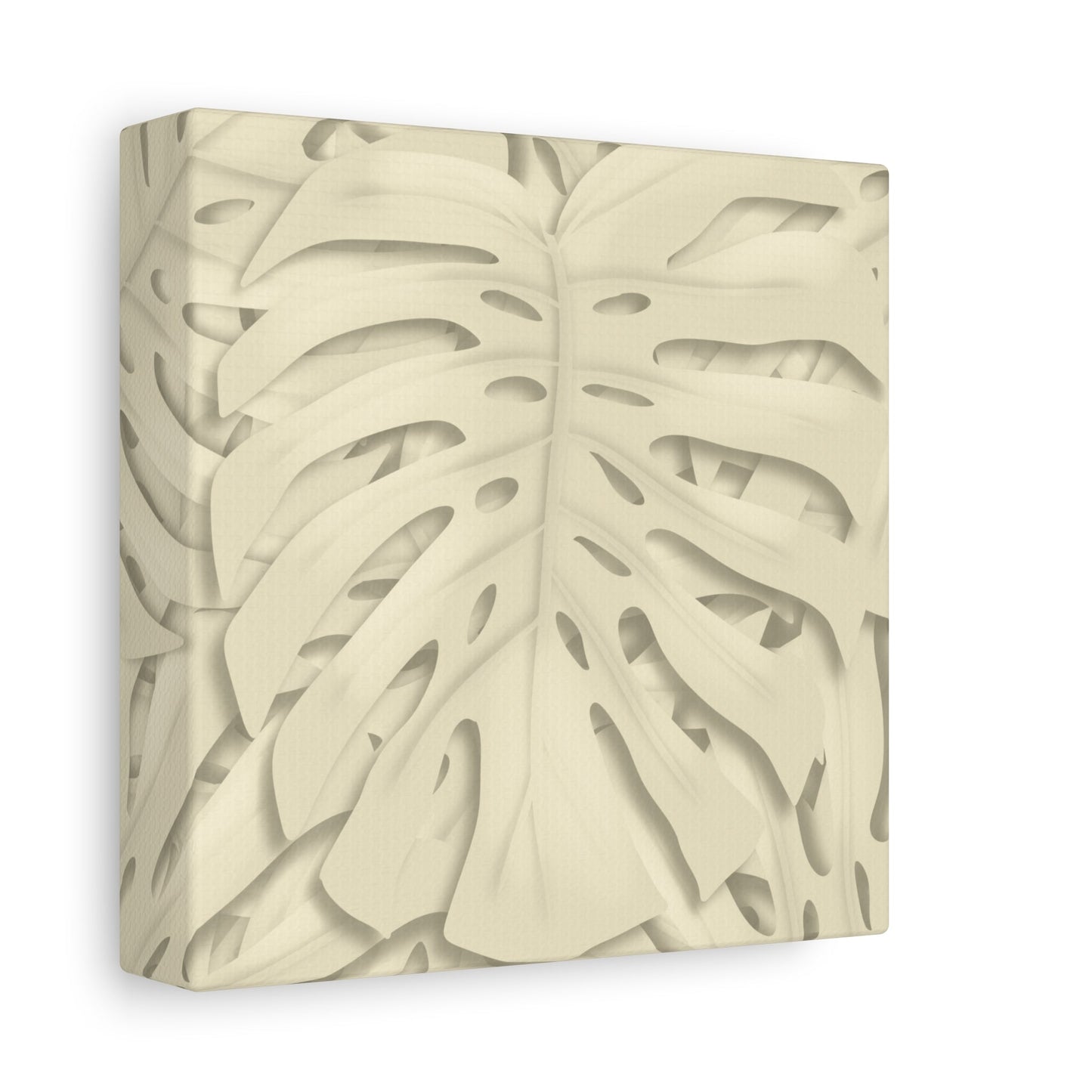 Beige Monstera Canvas Print – Botanical Wall Art