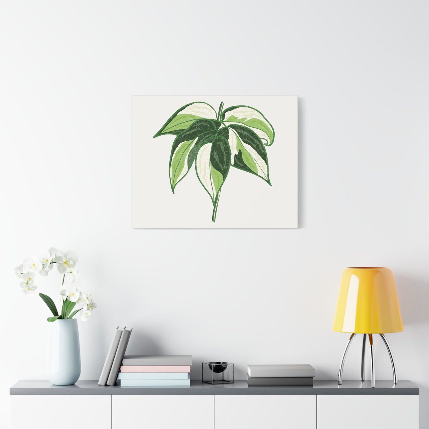 Philodendron Cream Splash Canvas Print – Botanical Wall Art