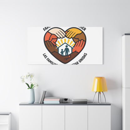 Families Belong Together Canvas, family unity solidarity, bilingual inclusive decor