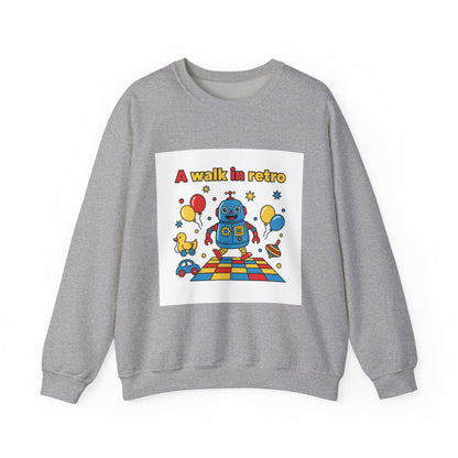 Retro Toy Robot Crewneck Sweatshirt | Throwback Kid, Primary Color Retro