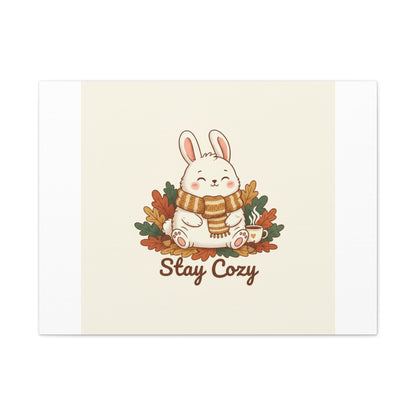 Cozy Bunny Illustration Canvas | Cute Critter Winter Forest Art