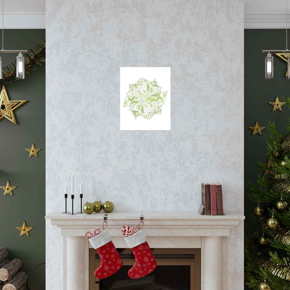 Snow Queen Pothos Botanical Print – Unframed Wall Art