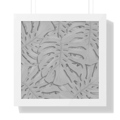 Soft Grey Monstera Framed Print – Botanical Wall Art
