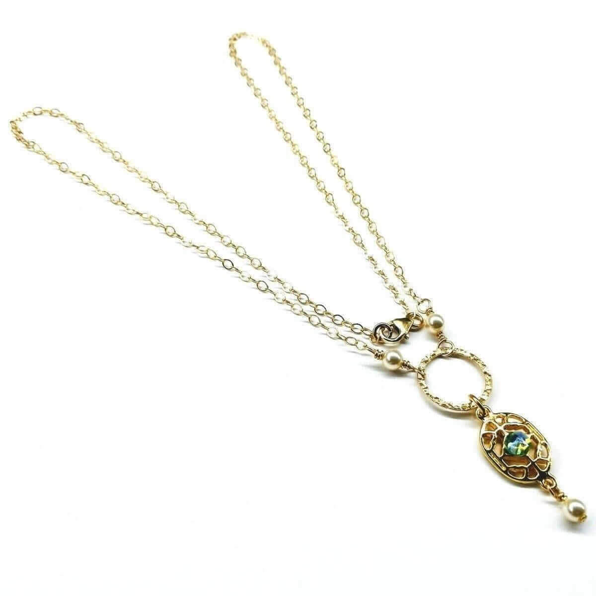 14 K Gold-Filled Hammered Open Circle Filigree Necklace